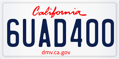 CA license plate 6UAD400