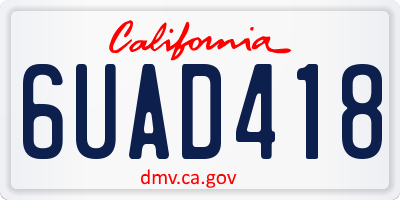 CA license plate 6UAD418