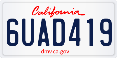 CA license plate 6UAD419