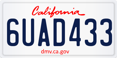 CA license plate 6UAD433