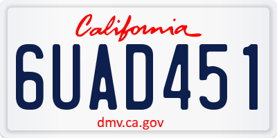 CA license plate 6UAD451