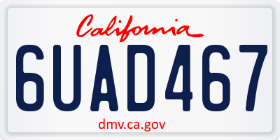 CA license plate 6UAD467