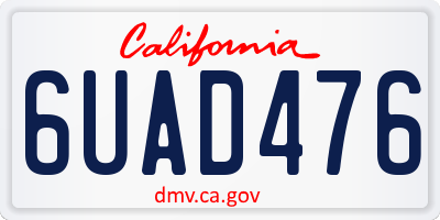 CA license plate 6UAD476