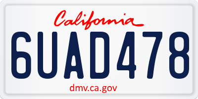 CA license plate 6UAD478