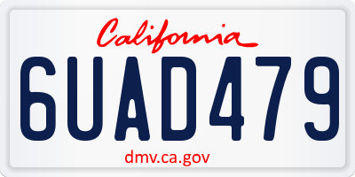 CA license plate 6UAD479