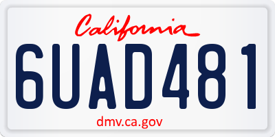 CA license plate 6UAD481