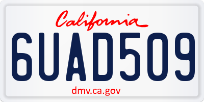 CA license plate 6UAD509