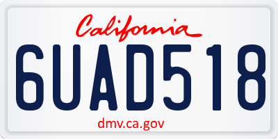 CA license plate 6UAD518