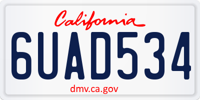 CA license plate 6UAD534