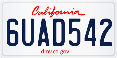 CA license plate 6UAD542