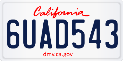 CA license plate 6UAD543