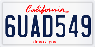 CA license plate 6UAD549