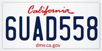 CA license plate 6UAD558