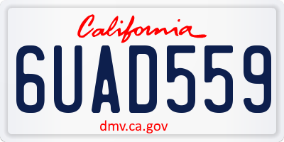 CA license plate 6UAD559