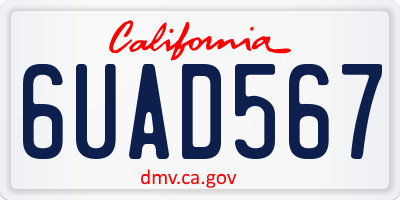 CA license plate 6UAD567