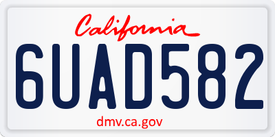 CA license plate 6UAD582