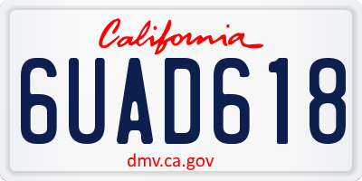CA license plate 6UAD618