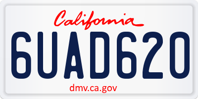 CA license plate 6UAD620