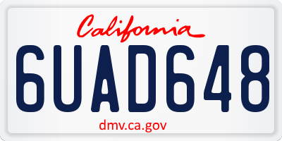CA license plate 6UAD648