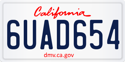 CA license plate 6UAD654