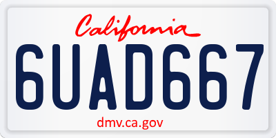 CA license plate 6UAD667