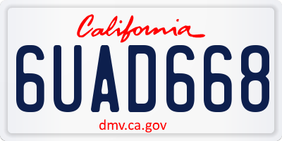 CA license plate 6UAD668