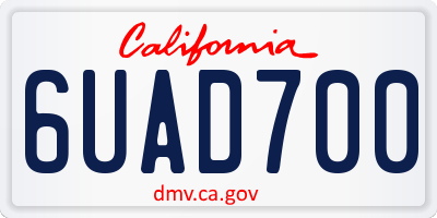 CA license plate 6UAD700