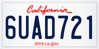 CA license plate 6UAD721