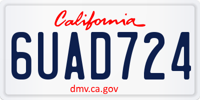 CA license plate 6UAD724