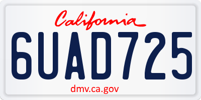 CA license plate 6UAD725