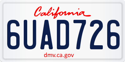 CA license plate 6UAD726