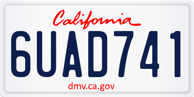CA license plate 6UAD741