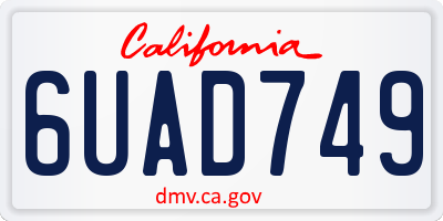 CA license plate 6UAD749