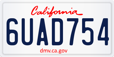 CA license plate 6UAD754