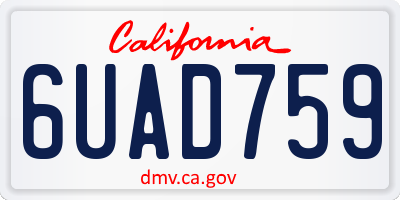 CA license plate 6UAD759