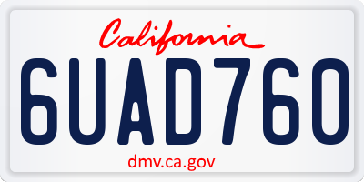 CA license plate 6UAD760