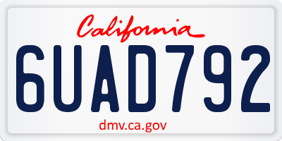 CA license plate 6UAD792