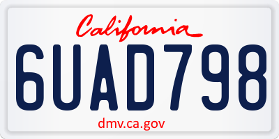 CA license plate 6UAD798