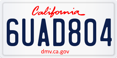 CA license plate 6UAD804