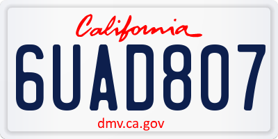CA license plate 6UAD807