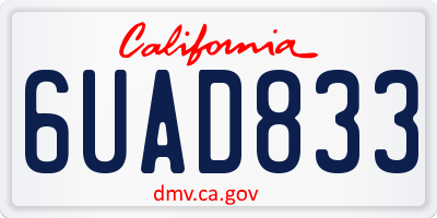 CA license plate 6UAD833
