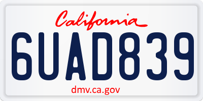 CA license plate 6UAD839