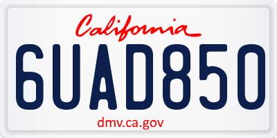 CA license plate 6UAD850
