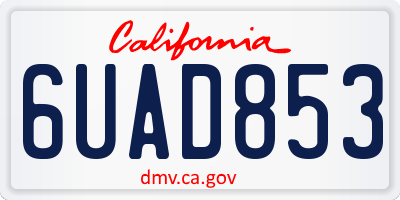 CA license plate 6UAD853