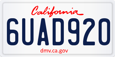 CA license plate 6UAD920