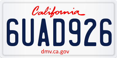 CA license plate 6UAD926