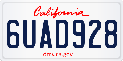 CA license plate 6UAD928