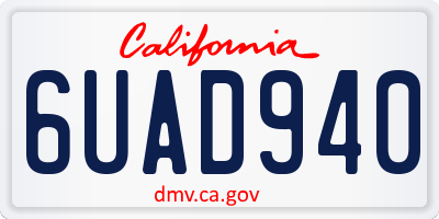 CA license plate 6UAD940
