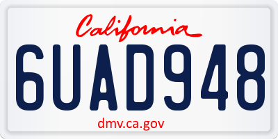 CA license plate 6UAD948