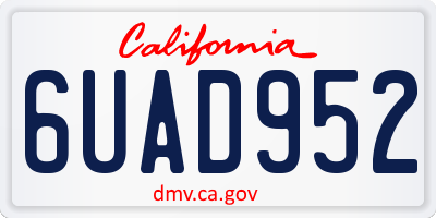 CA license plate 6UAD952